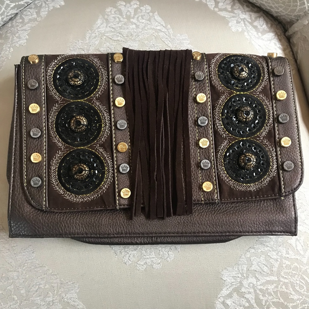 CHRISTIAN AUDIGIER CLUTCH PURSE w/ FRINGE